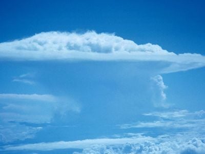 A cumulonimbus cloud formation, AKA a thunderstorm.