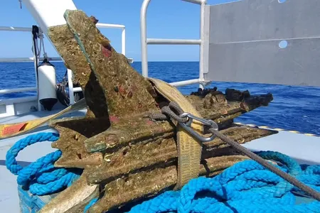 The battering ram was once attached to the bow of an ancient warship.