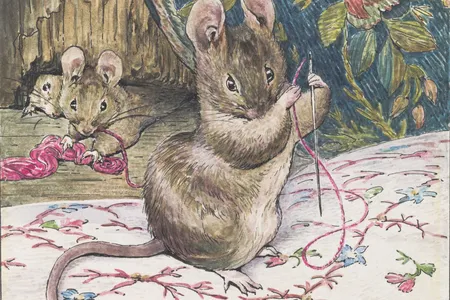 &quot;The Mice at Work: Threading the Needle,&quot;&nbsp;The Tailor of Gloucester artwork, 1902; watercolour, ink and gouache on paper.