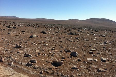 Looks like Mars, but it's not.  A layer of the clay mineral smectite was found beneath the surface in the Yungay region of the hyperarid Atacama desert (pictured here).