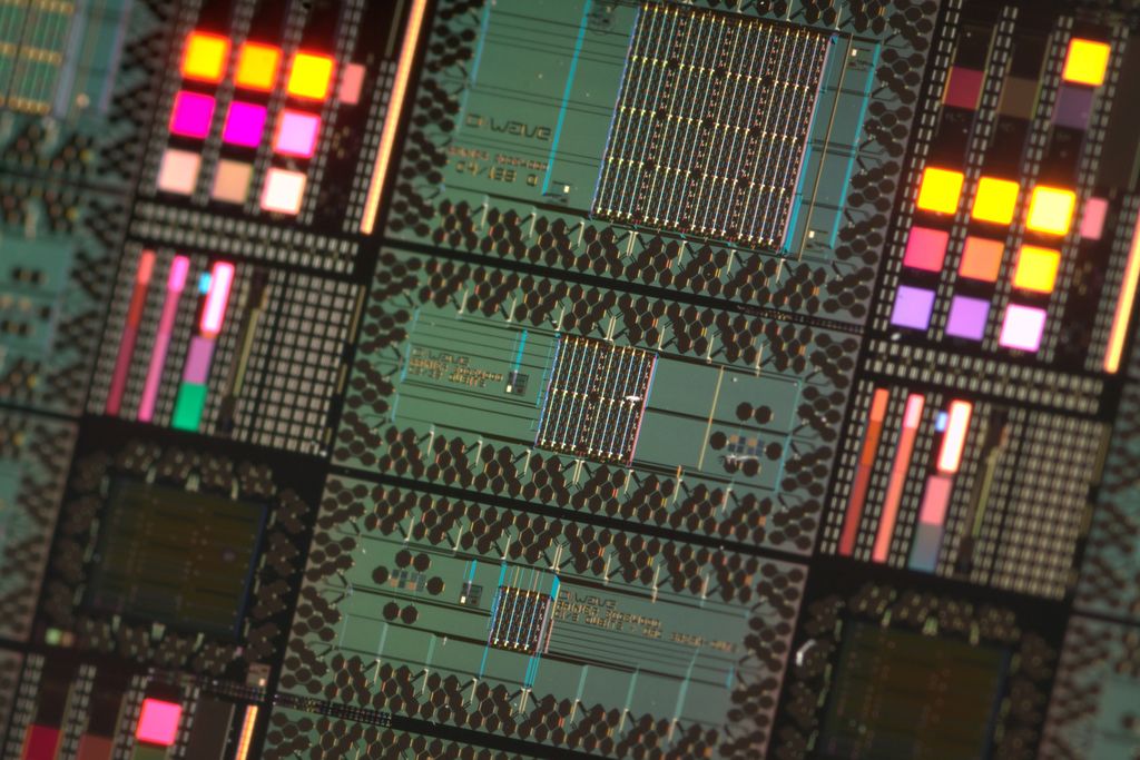 Close up of a processor for a D-Wave quantum computer.