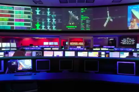 Inside Mission Control at JPL.