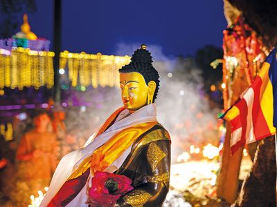&nbsp;Pilgrims at the Maya Devi Temple in Lumbini offer candles on the lunar date celebrated as the Buddha&rsquo;s birthday.
