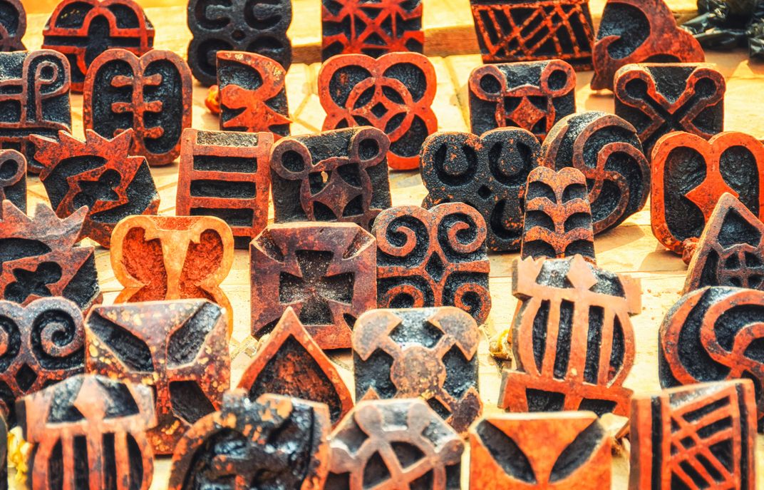 Carved Adinkra stamps used by the Ashanti people to make printed fabrics