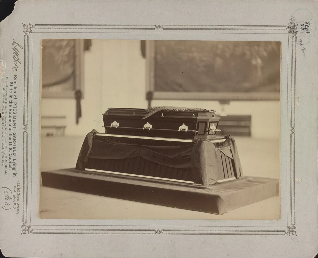 Garfield's casket lying in state in the Capitol Rotunda