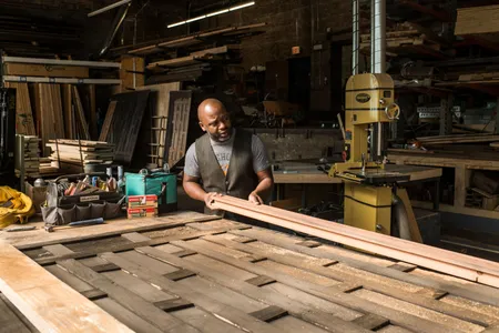 Theaster Gates' Chicago studio includes a formal gallery and a wood shop.