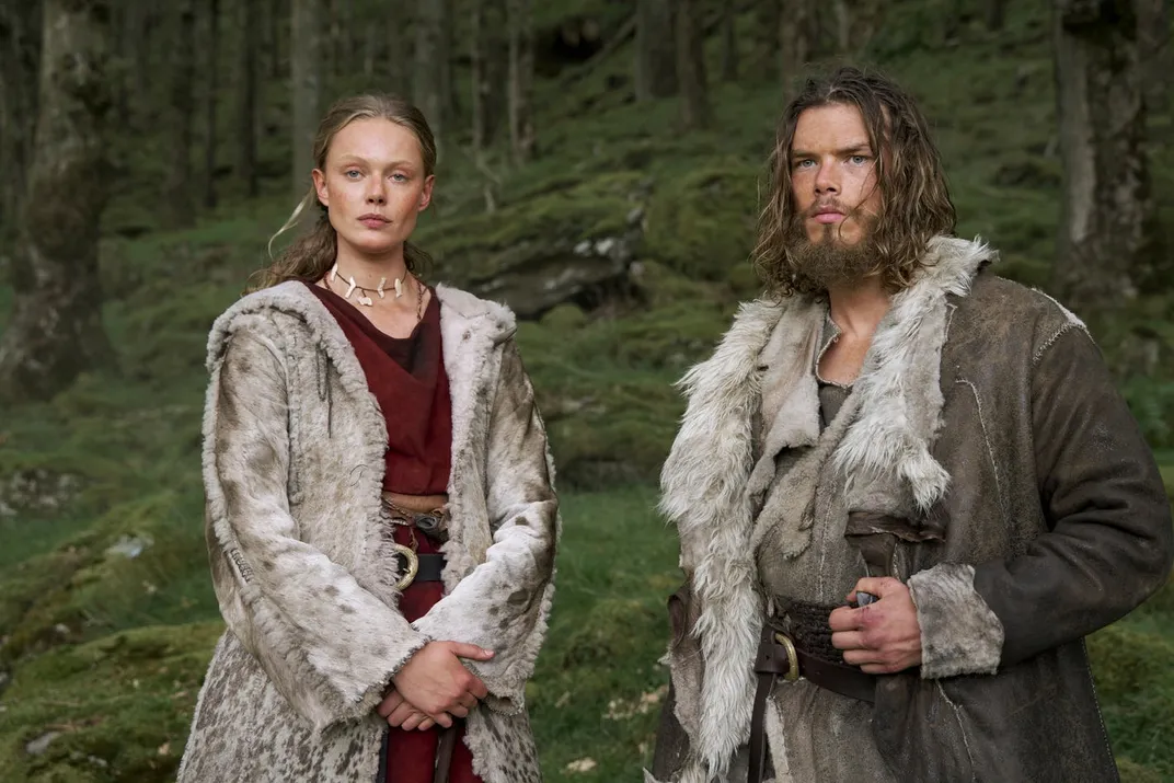 Frida Gustavsson as Freydis and Sam Corlett as Leif in "Vikings: Valhalla."