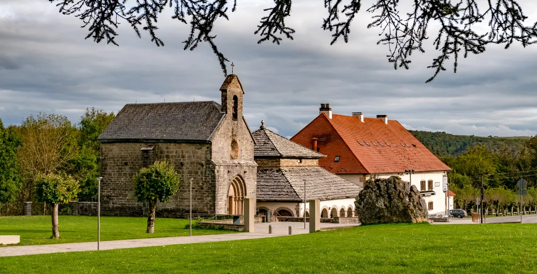 The church at Roncesvalles, a hamlet in the Pyrenees that is the first stop on the Camino Francés