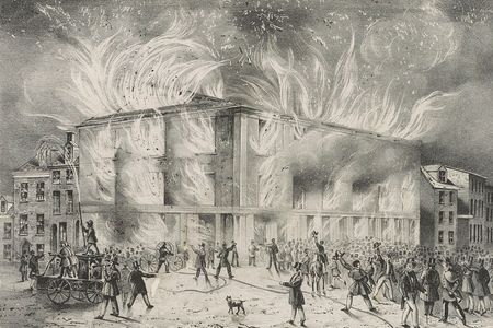 Destruction by fire of Pennsylvania Hall, the new building of the Abolition Society, on the night of the May 17, 1838