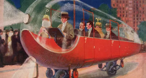 The automobile of 1973 as imagined in 1923 on the cover of Science and Invention magazine