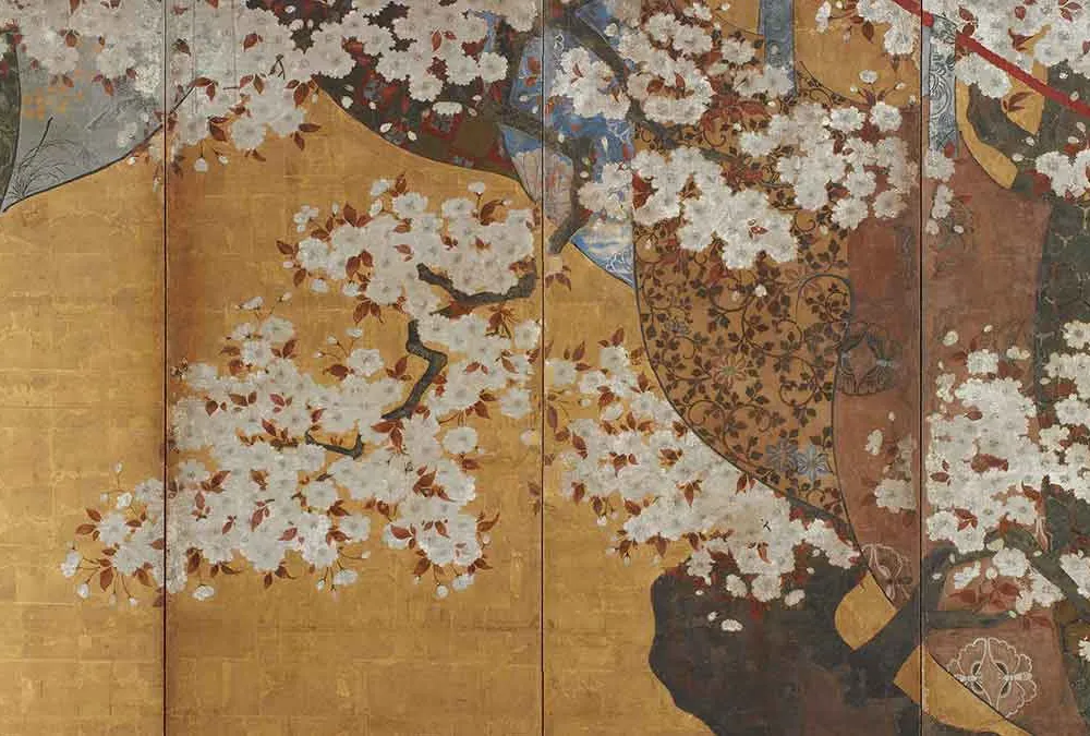 Gold/silver Color Frame Middle Sakura Cherry Blossoms 