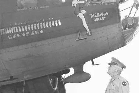 Aviation pioneer Henry “Hap” Arnold (above: with the Fly Fortress "Memphis Bell") lead the Army Air Force to victory in World War II and later establish the U.S. Air Force as the best in the world.