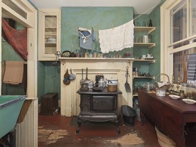 Inside the recreated kitchen of the Confino family,&nbsp;Greek Jewish immigrants who lived at 97 Orchard Street during the early 20th century