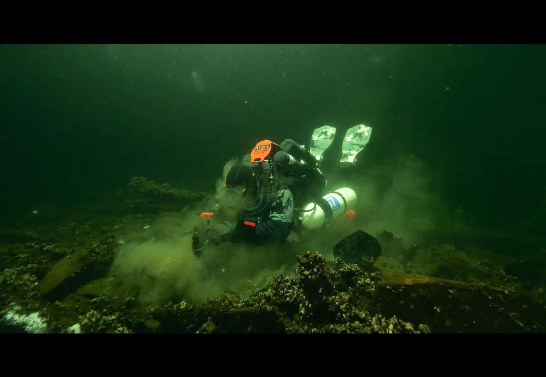 Diver at wreck site