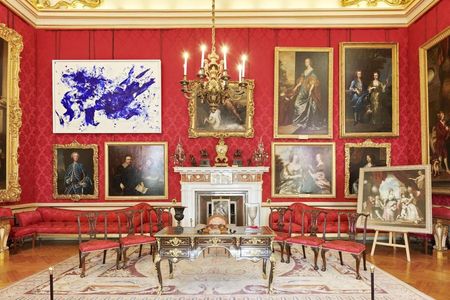 Yves Klein's "Jonathan Swift" stands alongside the Blenheim Palace's collection of Old Master portraits