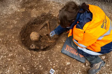 Archaeologists have discovered at least five seated burials in Dijon, France.
