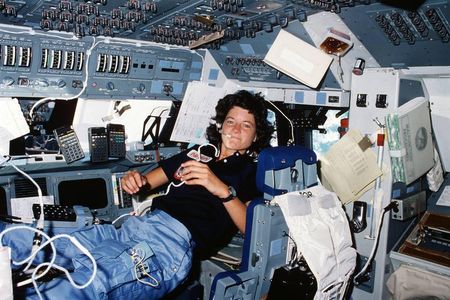 Mission specialist Sally Ride became the first American woman to fly in space.