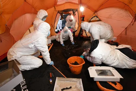 Researchers excavated Bellaghy Bog after a civilian reported seeing bones sticking out of the peat in October.