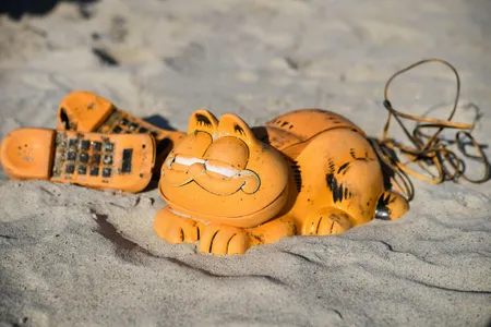 For more than 30 years, plastic Garfield phones have been washing up on French beaches
