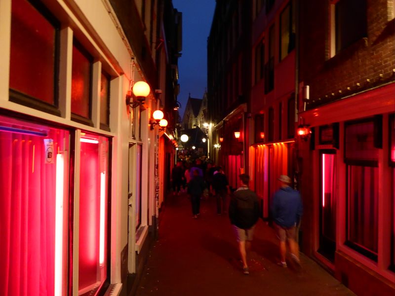 A street scene in the famous red light district of Amsterdam, The