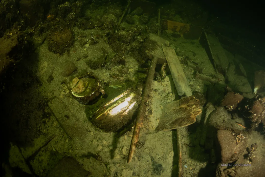 Underwater view of shipwreck