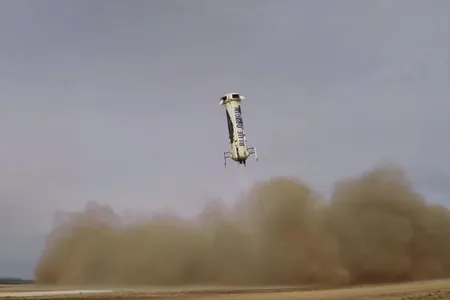 Blue Origin's New Shepard rocket makes a controlled landing on November 23, 2015. 