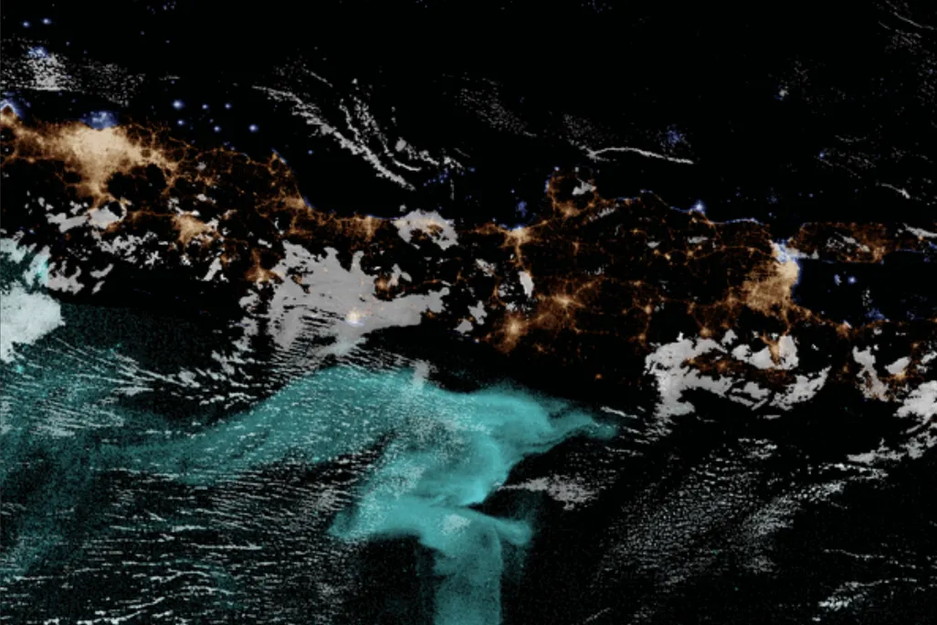 Images of milky seas captured by satellites.