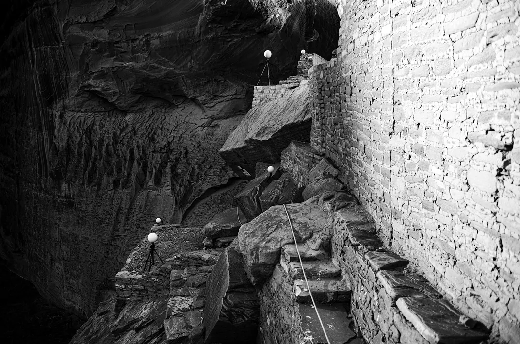 The team’s lidar globes serve as reference points to combine visual data from multiple scans of the site into a composite 3D model. The results help researchers complete their structural and geotechnical modeling and analysis.