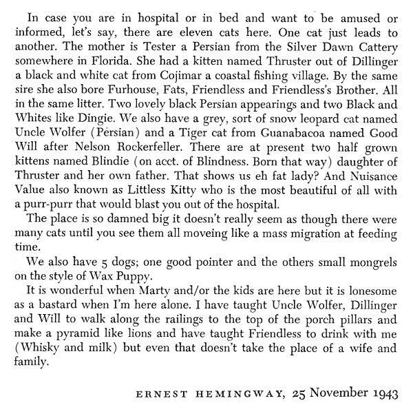 Hemingway’s 1943 letter to his first wife, Hadley Mowrer