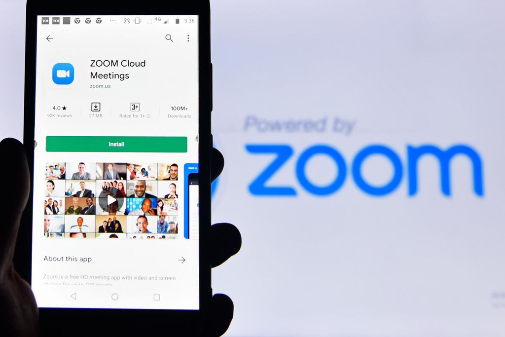 Phone with the Zoom app open