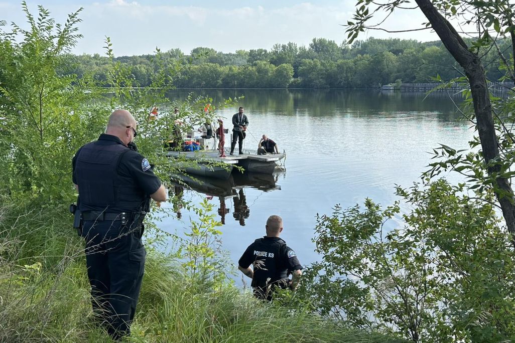 Police working on the river