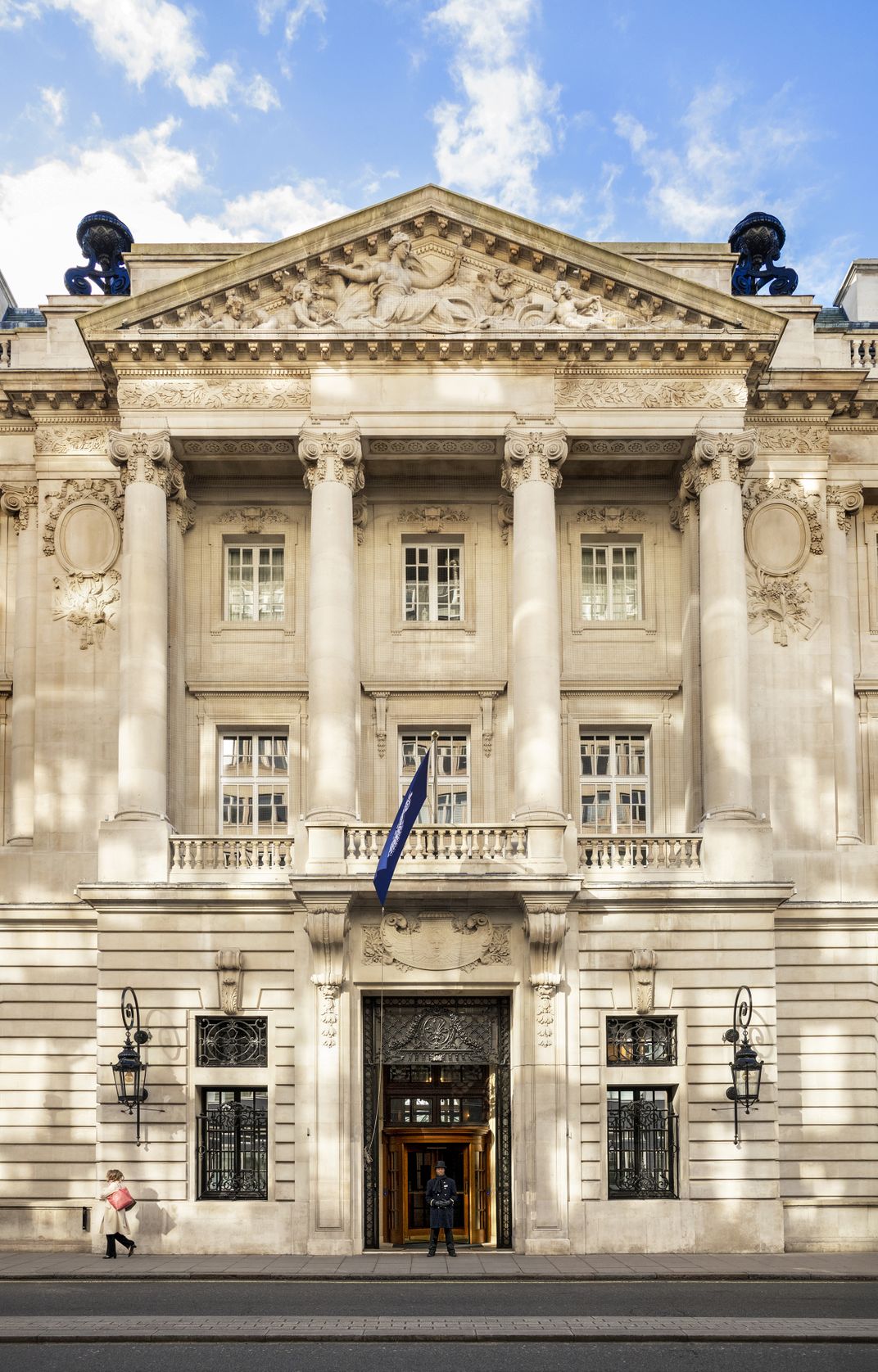 The Royal Automobile Club’s headquarters, opened in 1911. The exclusive club features guest rooms, bars and restaurants, Turkish baths, and more.