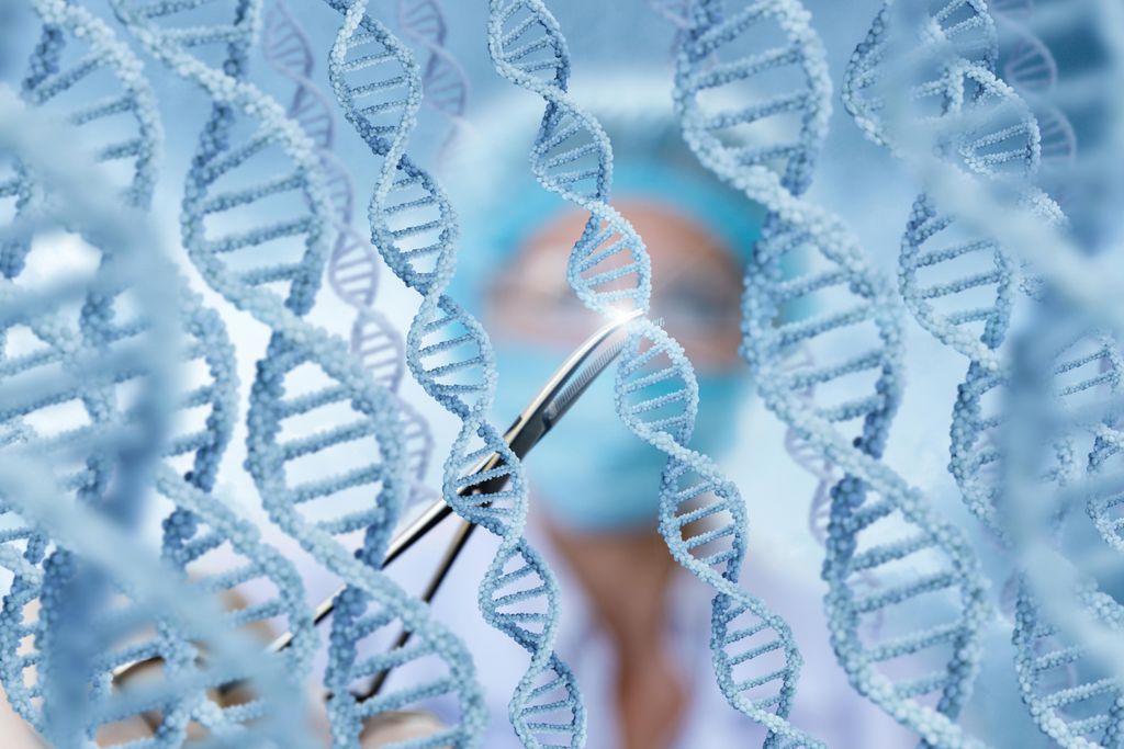 Doctor and DNA and scissors