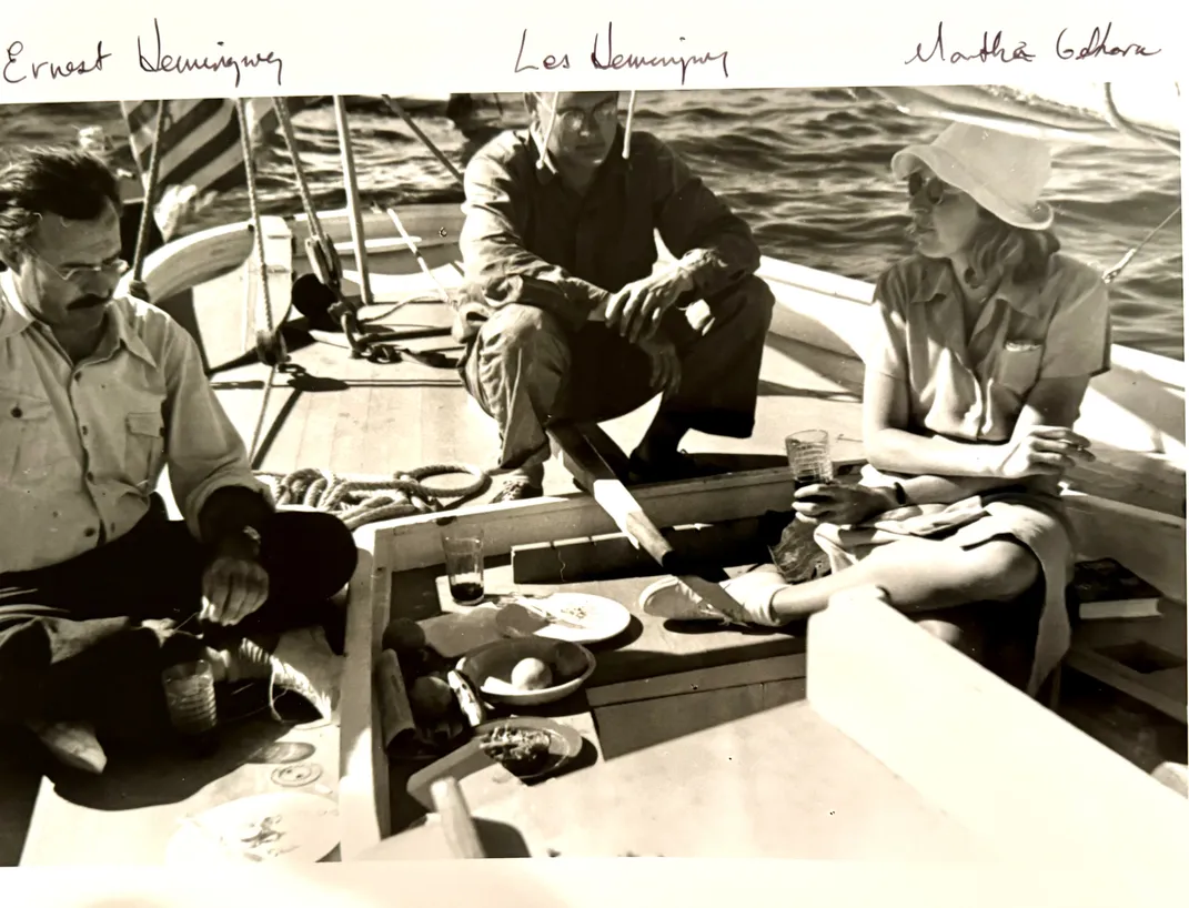 L to R: Ernest Hemingway, Les Hemingway and Ernest's wife Martha Gellhorn