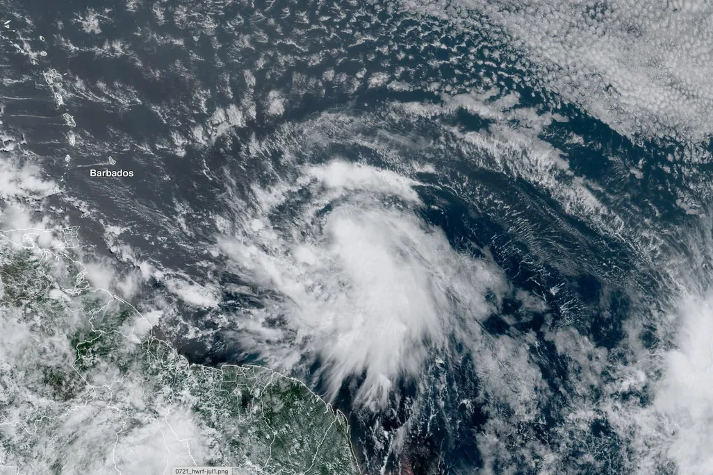 Hurricane Elsa before downgrading to a tropical storm near Barbados