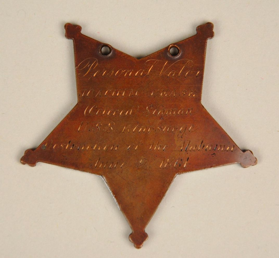 The back of Pease's Medal of Honor