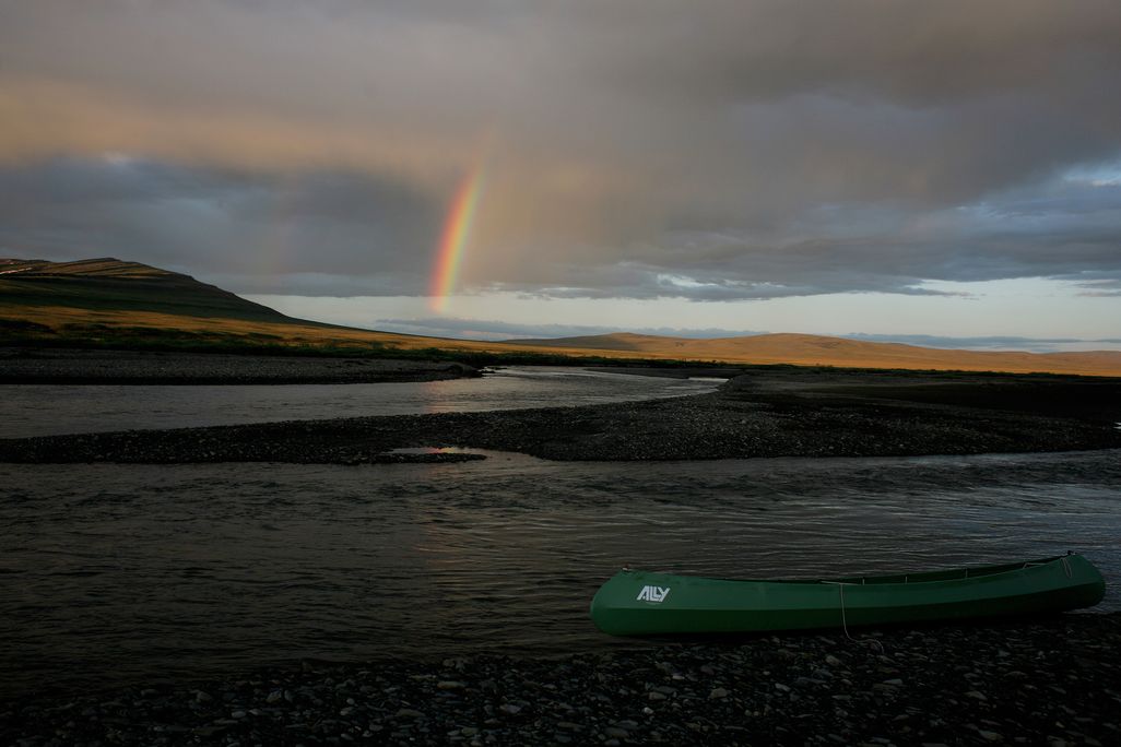 A rainbow above the Kokalik River in Alaska