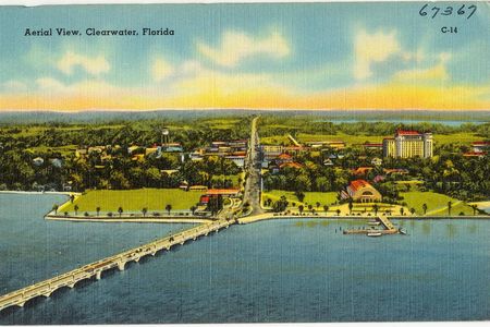 Researchers discovered 29 graves at the original site of the North Greenwood Cemetery, which operated in Clearwater, Florida, between 1940 and 1954. Pictured: An aerial view of Clearwater, circa 1930–45