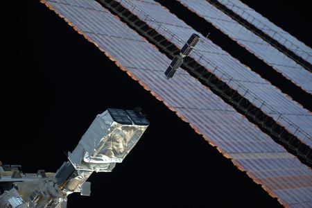 A CubeSat launched from the International Space Station.
