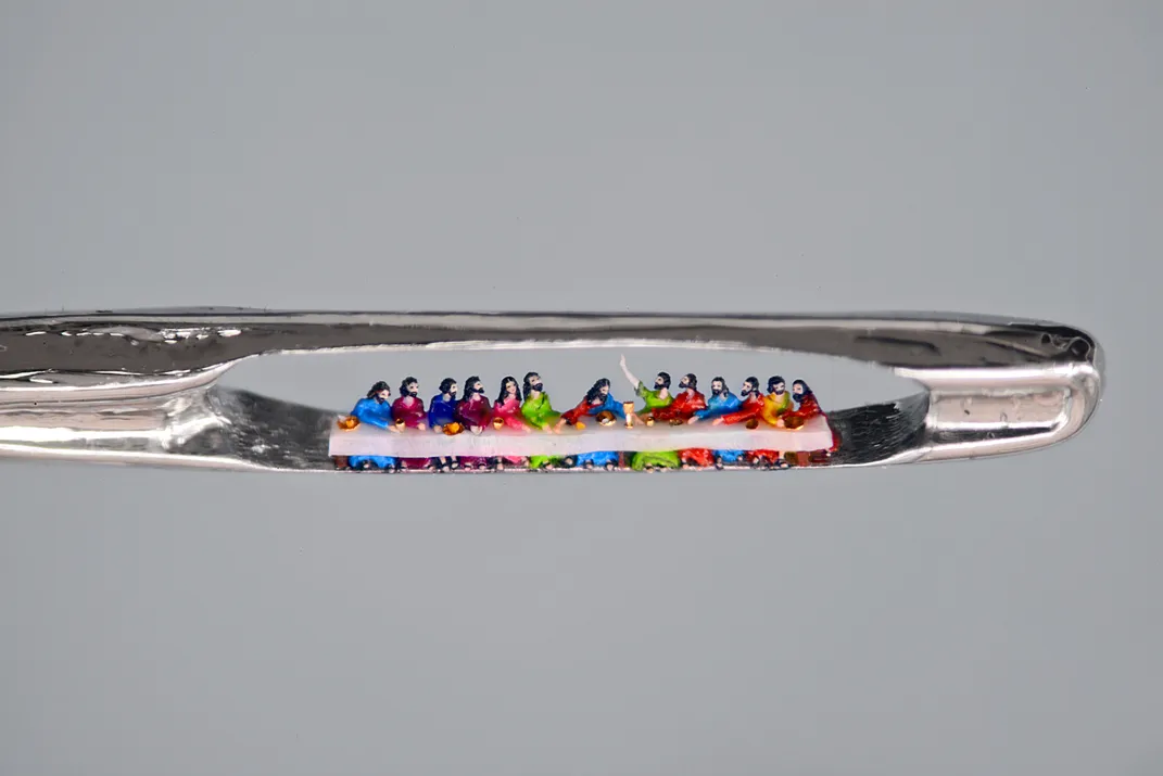 The Last Supper in the head of a needle