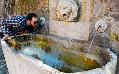 A public drinking fountain in Rome