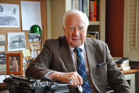 The author (in his office) has written several books on American history, including1776 and The Great Bridge.
