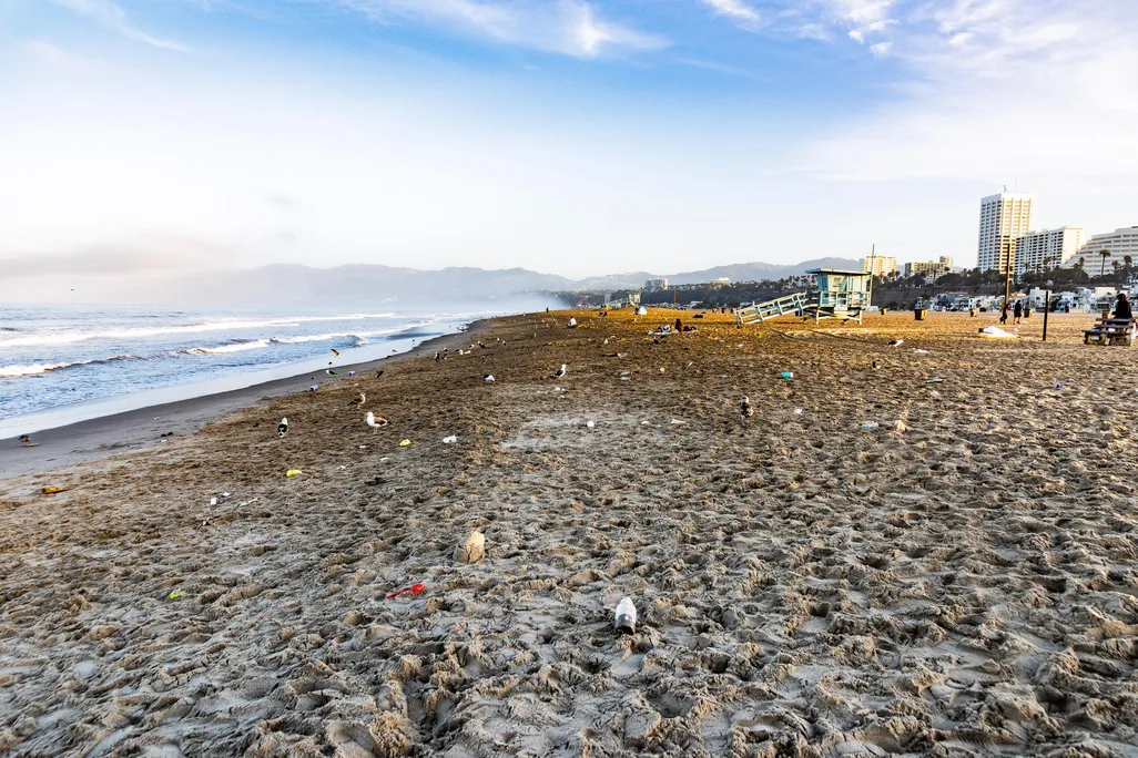 plastic on beach in santa monica