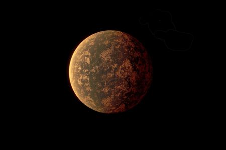 Artist's visualization of the exoplanet LHS 3884b, a likely "lava world" newly discovered by TESS.
