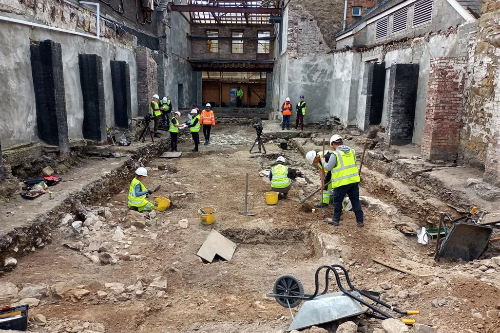 Archeologists digging
