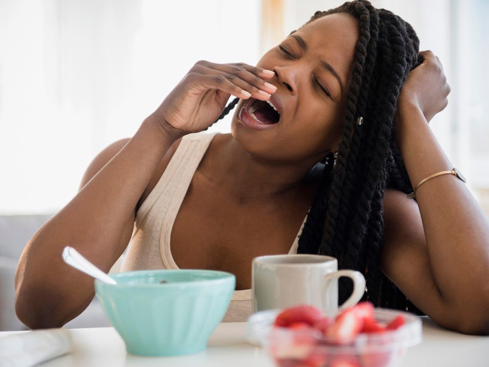 woman yawning