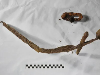 The sword had a bent blade, a straight hilt and an oval pommel. Researchers also found its scabbard.