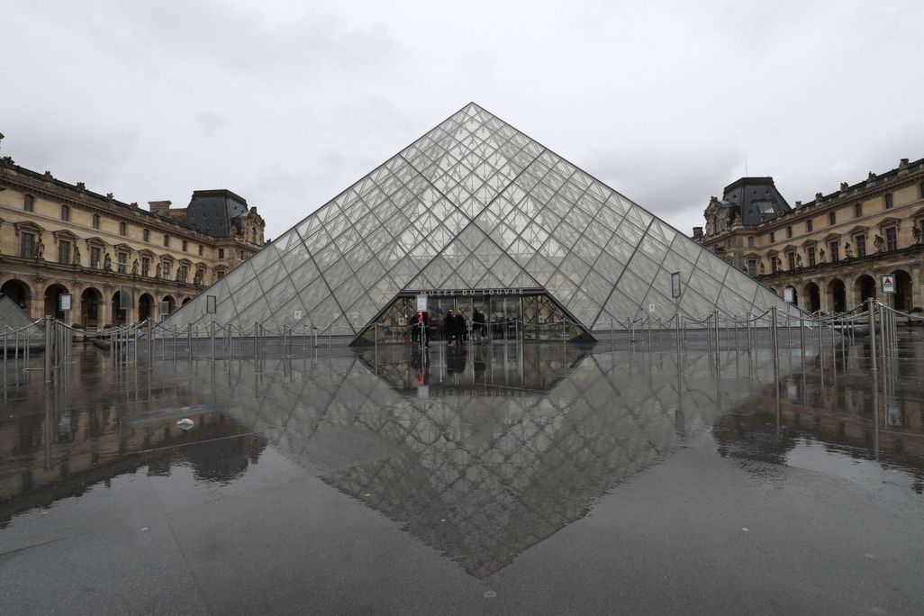 Deserted Louvre courtyard