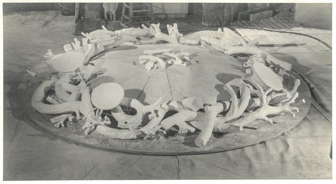 Plaster maquette of the memorial wreath in
