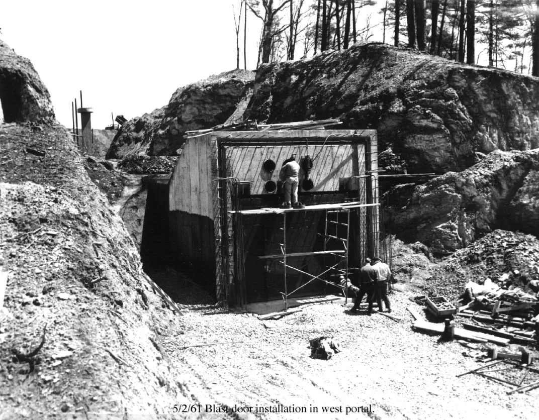 Installation of a bunker blast door in May 1961